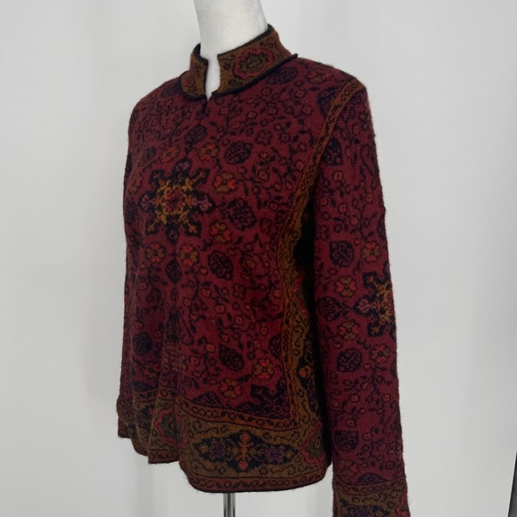 Peruvian Connection 100% Alpaca Mandarin Spice Jacket Size Medium Red Boho Artsy - Picture 5 of 11